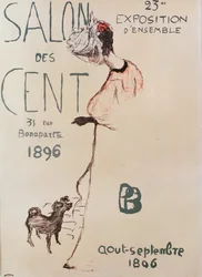Plakat, der reklamerer for den 23. udstilling af Salon des Cent, 1896