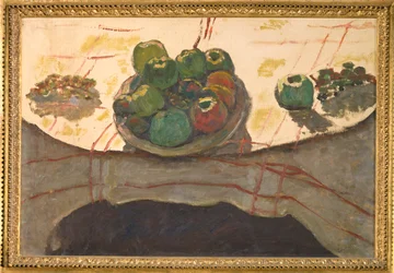 Stilleben, en tallerken med frugt (maleri på lærred)