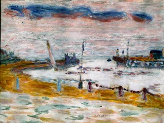 Udgangen af havnen i Trouville i Normandiet Maleri af Pierre Bonnard (1867-1947) 1936 Collection privvee