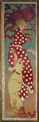 Kvinde i kjole med hvide prikker Maleri af Pierre Bonnard (1867-1947) 1891 Dim. 1,6x0,48 m Paris, musee d