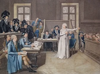 Marie Antoinette af Østrig (1755-93) dømt af den revolutionære domstol, 16. oktober 1793, indgraveret af Casenave, 1794