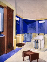Badeværelsesprojekt, ca. 1925 (gouache)
