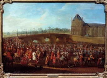 Udgang af den tyrkiske ambassadør Mehmet Effendi fra Sublime Porte efter audiensen givet af kong Ludvig XV den 21/03/1721 Maleri af Pierre Denis Martin (1663-1742)