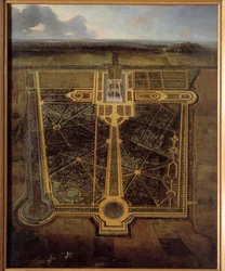 Perspektiv udsigt over et slot og en park a la francaise Maleri af Pierre Denis Martin (1663-1742) 1711 Rouen, Musee des Beaux Arts