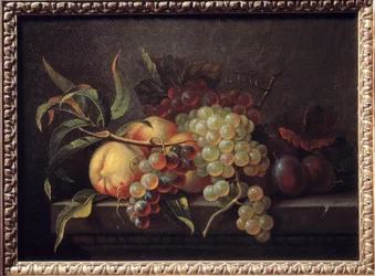 Frugter på et bord. Maleri af Pierre Dupuis (1610-1682)