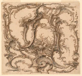 Tegning, ornamentkomposition, ca. 1745