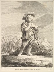 Lille dreng med en le, fra First Book of Figures efter porcelænerne fra Manu..., 1757.