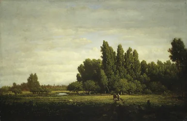En eng omkranset af træer, ca. 1845.