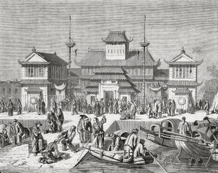 Kina, Shanghai, Shanghai Customs House, gravering