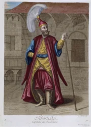 Tchorbadgi, kaptajn for janitsharerne, „Samling af 100 tryk, der forestiller forskellige nationer i Levanten i 1707 og 1708“, efter ordre fra M. de Ferriol, kongens ambassadør ved Porten, og opdateret i 1712-13 ved M. Le Hays omsorg, Basan, kobberstikker