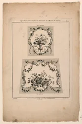 Designs til stolestole i gobelin, plade 1 fra "Cahier de Cartouches et Ornemens de l