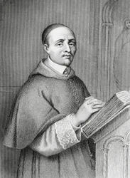 Portræt af Giulio Alberoni (1664-1752), italiensk kardinal og statsmand, premierminister for Filip V af Spanien, gravering af Pierre-Gustave-Eugene Staal (1817-1882)