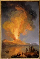 Vesuvs udbrud Maleri af Pierre-Jacques (Pierre Jacques) Volaire (Le chevalier volaire) (1729-1802) 1700-tallet søn 0,99x0,65 m Toulon, kunstmuseum - Vesuvs udbrud. Maleri af Pierre-Jacques (Pierre Jacques) Volaire (kaldet Kn