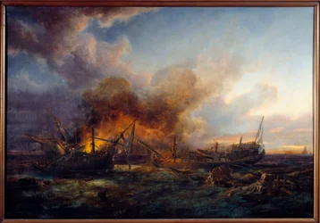 Kamp af Supervisor og Quebec i 1779 Maleri af Pierre Gilbert (1783-1860) 1779 Brest, Musee des Beaux Arts