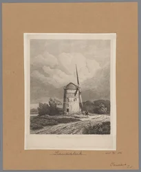 Udsigt over Steenenmolen eller Rembrandts vindmølle i Koudekerk aan den Rijn Rembrandts vindmølle i Koukerk (titel på objekt)