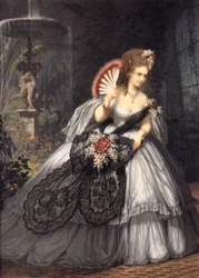 Italienske Virginia Oldoini, grevinde af Castiglione, kaldet Ritrosetta, foto af Pierre-Louis Pierson med gouache af Aquilin Schad, 1864
