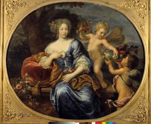 Portræt af Francoise Athenais (Francoise-Athenais) af Rochechouart Mortemart, Marquise de Montespan (eller Madame de Montespan) (1640-1707) Maleri af Pierre Mignard (1612-1695) 1600-tallet. Bourges. Bær Museum