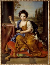 Portræt af Louise Marie de Bourbon, Mademoiselle de Tours hertuginde af Orleans (1674-1681) Maleri af Pierre Mignard (1612-1695) 1692 Søn. 1,32x0,96 m