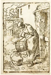 Kvinde, der fylder vanddåser