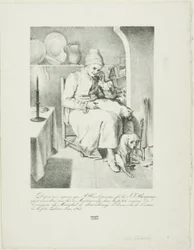Skitse af Jean-Jacques Rousseau (recto); Skovscene (verso)
