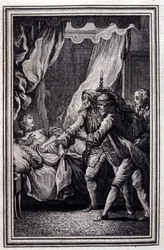 La Mandragore - i "Fortællinger og noveller på vers" af Jean La Fontaine. 1776. Illustration af P.P. Choffard.