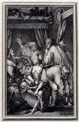 Le Cradle - i "" Fortællinger og noveller i vers "" af Jean La Fontaine. 1776. Illustration af P.P. Choffard.