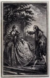 Nicaise - i "" Fortællinger og noveller i vers "" af Jean La Fontaine. 1776. Illustration af P.P. Choffard.