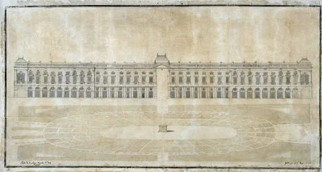 Arkitektur: "Projekt af Place Royale for Marseille, indvendig forhøjning" 1686 (tegning)
