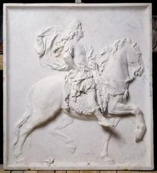 Lavrelief forestillende Ludvig XIV (1638-1715) på hest (skulptur)