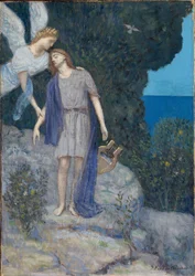 ""Poeten og hans muse"" Maleri af Pierre Puvis de Chavannes (1824-1898) 1896 National Museum of Art, Oslo Norge