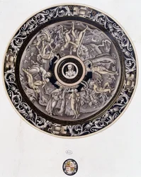Porcelænstallerken fra det 16. århundrede, der repræsenterer Genesis af Pierre Reymond, Limoges