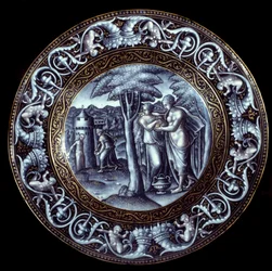 Venus og Psyche-plade i emalje malet af Pierre Reymond (1513-1584) 1500-tallet