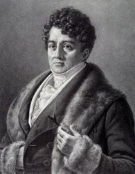 Portræt af Francois-Joseph (Francois Joseph) Talma (1763-1826), fransk skuespiller Gravering af Pierre Vigneron (1789-1872) Paris fra det 19. århundrede, Musee Carnavalet