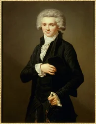 Portræt af Maximilian af Robespierre (1758-1794) traditionel i klædedragt som deputeret fra den tredje stat. Maleri af Pierre Vigneron (1789-1872) Ec. Fr.