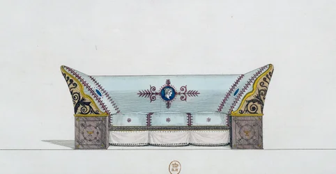 Sofa, plade 106, Illustration fra Collection de Meubles et Objects de Gout (samling af møbler og smagsobjekter)