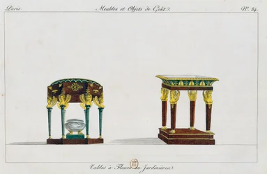 Borde til blomster eller blomsterstande, tallerken 84, illustration fra Collection de meubles et objects de gout (Samling af møbler og smagsgenstande)
