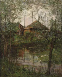 Høstak med piletræer, ca. 1897-98 (olie på lærred)