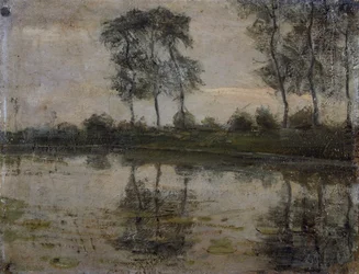 Træer ved floden Gein, af Piet Mondrian (1872-1944). Nederlandene, 20. århundrede.