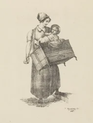 Kvinde med orgel og barn
