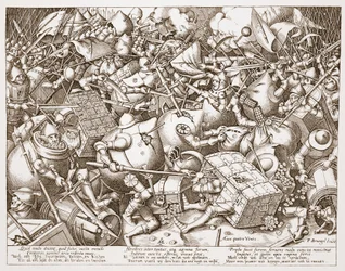 Kampen om pengene, stukket af Pieter van der Heyden, efter 1570