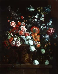 Blomster i en bronzeurne