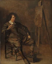 Portræt af en maler foran sit staffeli, ca. 1630