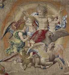 Gud Faderen med symbolerne på de fjerde apostle (tetramorfos), kendt som Treenigheden