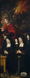Sankt Johannes evangelisten med to kvinder og to bedende piger Højre panel af The Last Judgment tri
