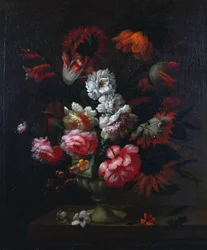 Stilleben af blomster i en urne (par 78177)