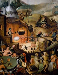 Helvede, detalje af Den sidste dom, ca. 1554, maleri af Pieter Huys (ca. 1520-ca. 1584)