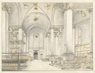 Udsigt over skibet i Nieuwe Kerk, Haarlem, med udsigt mod vest