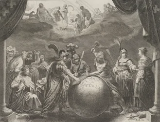 Plade 12: Allegory on the Discord in France, fra Caspar Barlaeus, Medicea Hospes, 1638.