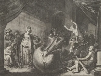 Plade 9: Allegory on the Discord in France, fra Caspar Barlaeus, Medicea Hospes, 1638.