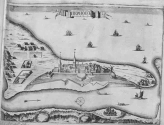 Udsigt over belejringen af ​​Pärnu i august 1710, 1715